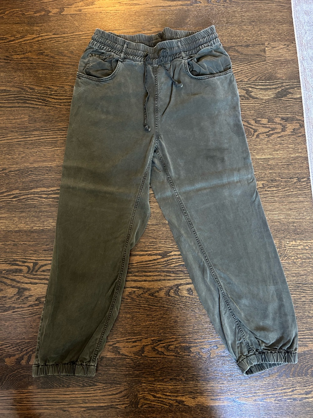 Zara Straight Jogger Jeans in Olive Green